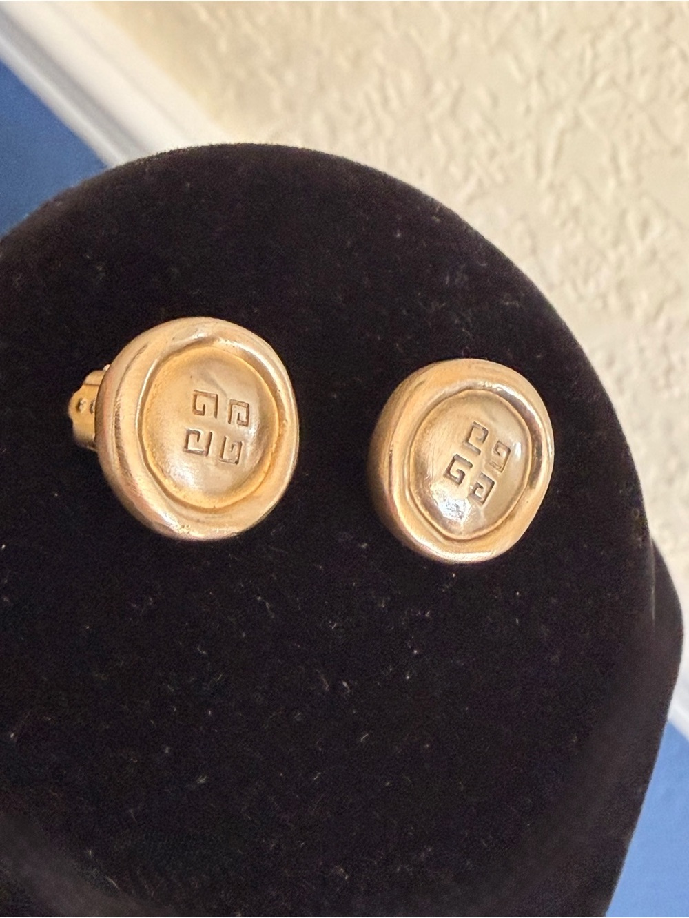 Givenchy clip-on earrings brushed gold-tone finish signature 4G monogram Round